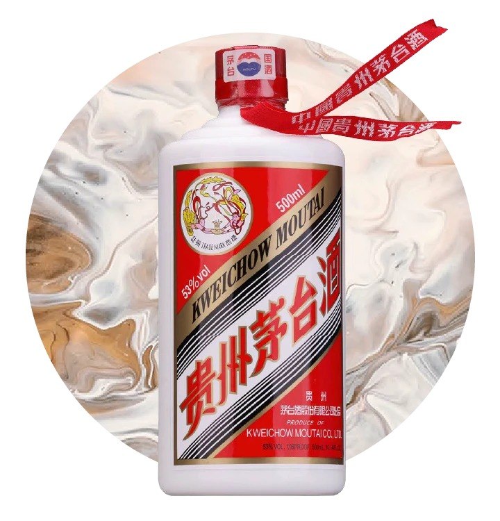Kweichow Moutai bottle with marble background